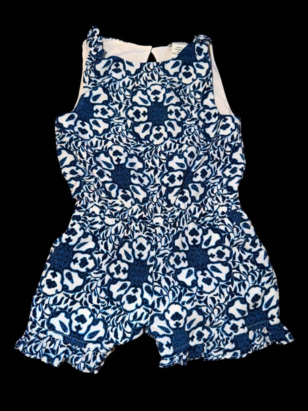 Vineyard Vines Girls Blue White Medallion Print Romper Size 3T